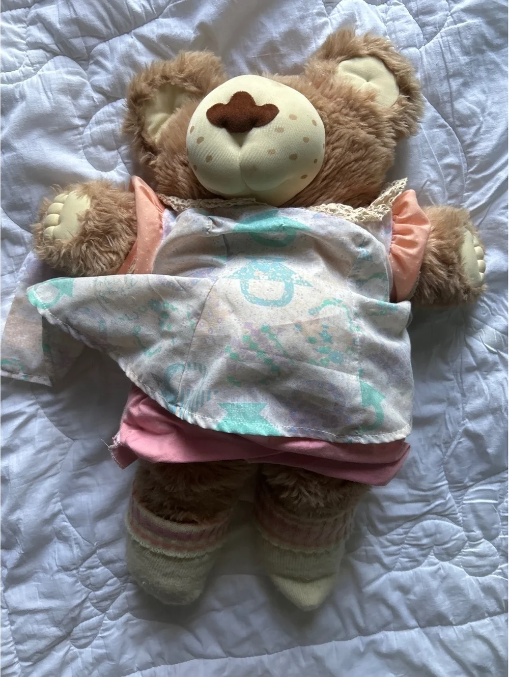 Furkins Vintage Stuffed Bear Doll in Dress and Socks